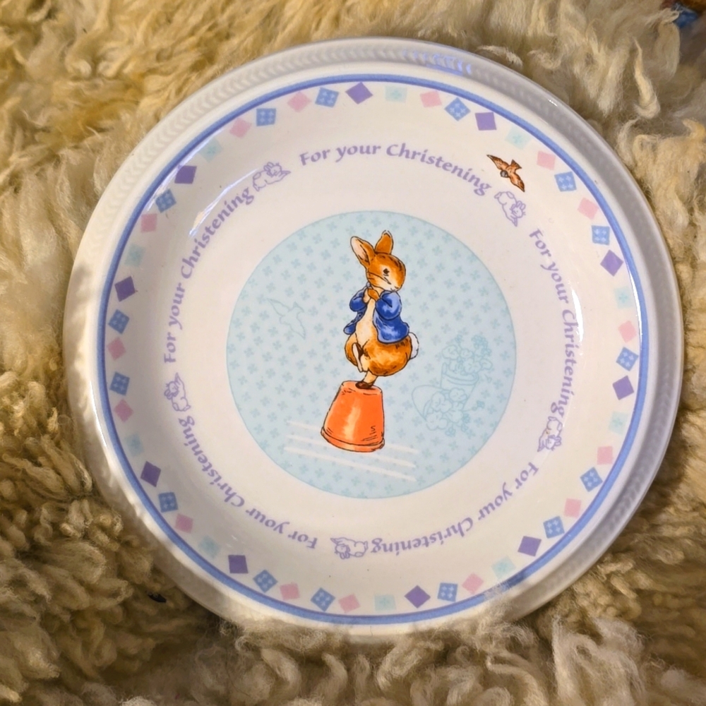 Peter Rabbit Beatrix Potter Baby Christening Wedgwood Plate VINTAGE  2002 6.5"